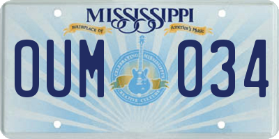 MS license plate OUM034