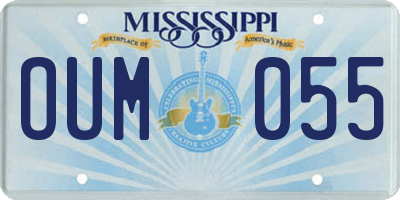 MS license plate OUM055
