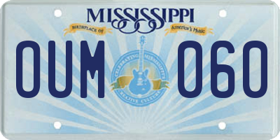 MS license plate OUM060