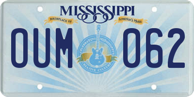 MS license plate OUM062