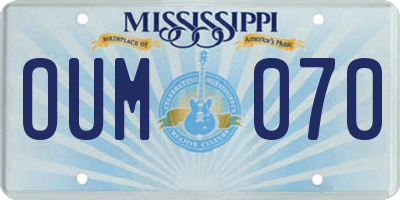 MS license plate OUM070