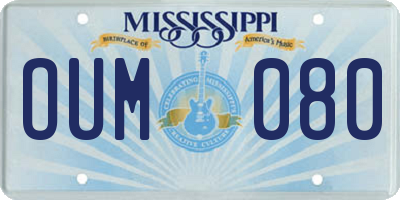 MS license plate OUM080