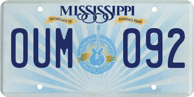 MS license plate OUM092