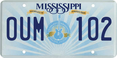 MS license plate OUM102