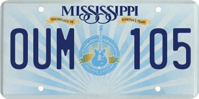 MS license plate OUM105