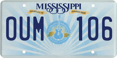 MS license plate OUM106