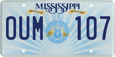 MS license plate OUM107