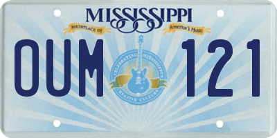 MS license plate OUM121