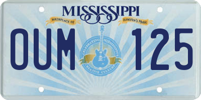 MS license plate OUM125