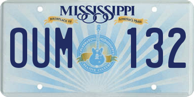 MS license plate OUM132