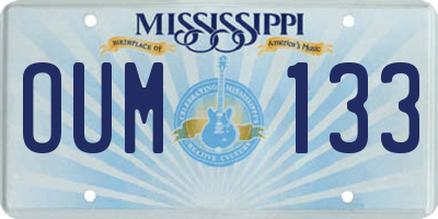 MS license plate OUM133