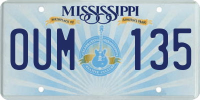 MS license plate OUM135