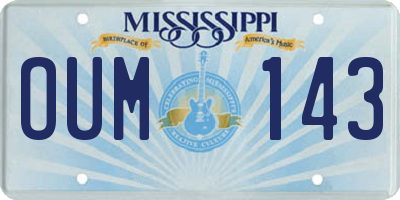 MS license plate OUM143