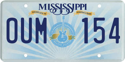 MS license plate OUM154