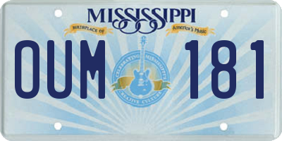 MS license plate OUM181