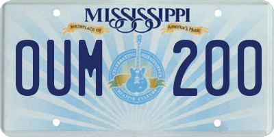 MS license plate OUM200