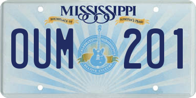 MS license plate OUM201