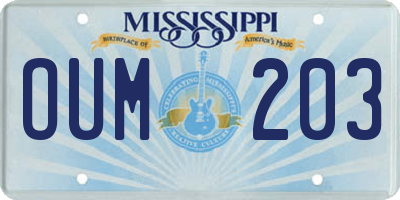 MS license plate OUM203