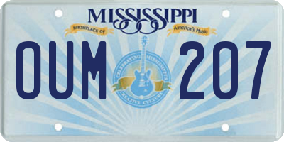 MS license plate OUM207