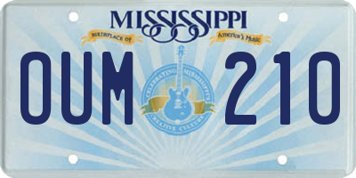 MS license plate OUM210