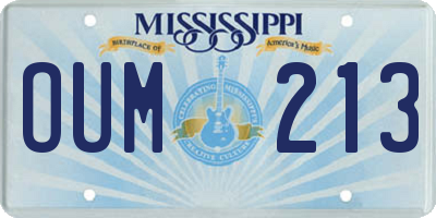 MS license plate OUM213