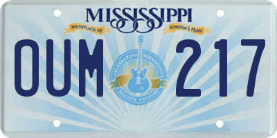 MS license plate OUM217