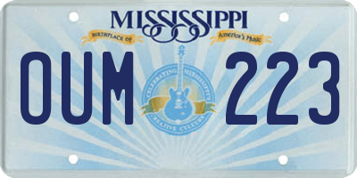 MS license plate OUM223