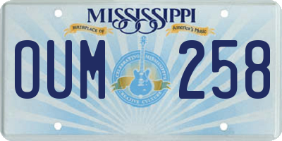 MS license plate OUM258