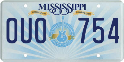 MS license plate OUO754