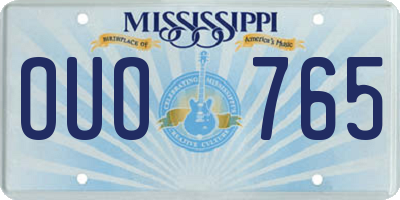 MS license plate OUO765