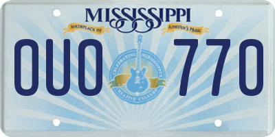MS license plate OUO770