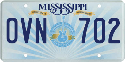 MS license plate OVN702