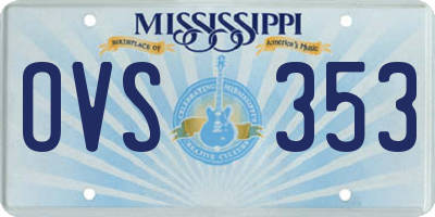MS license plate OVS353
