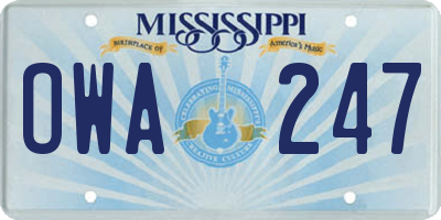 MS license plate OWA247