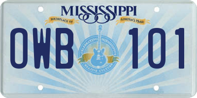 MS license plate OWB101