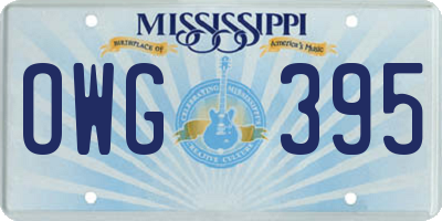 MS license plate OWG395