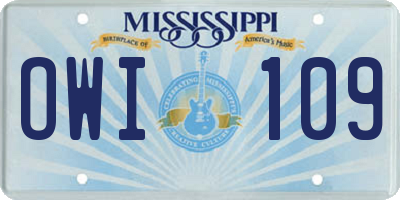 MS license plate OWI109