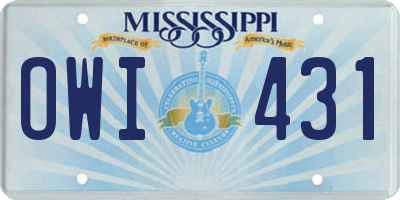 MS license plate OWI431