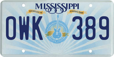 MS license plate OWK389