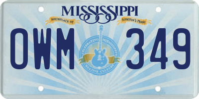 MS license plate OWM349