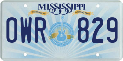 MS license plate OWR829