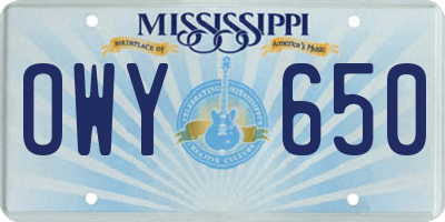 MS license plate OWY650