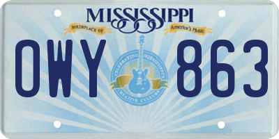 MS license plate OWY863