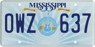 MS license plate OWZ637