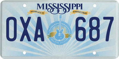 MS license plate OXA687
