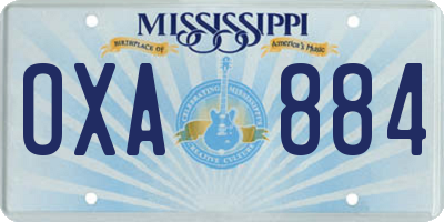 MS license plate OXA884