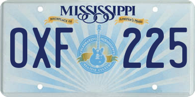 MS license plate OXF225