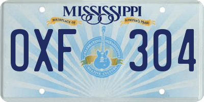 MS license plate OXF304
