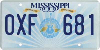 MS license plate OXF681