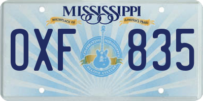 MS license plate OXF835